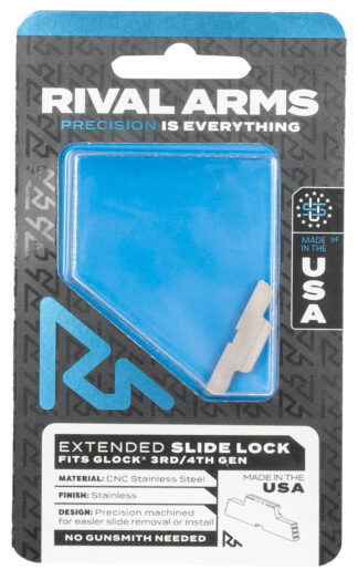 RIVAL ARMS Extended Slide Lock for Glock Gen3-4, Stainless Steel (RA80G001D)