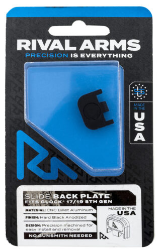 RIVAL ARMS Slide Back Cover Plate Glock 17/19 Gen5 Black Anodized Aluminum
