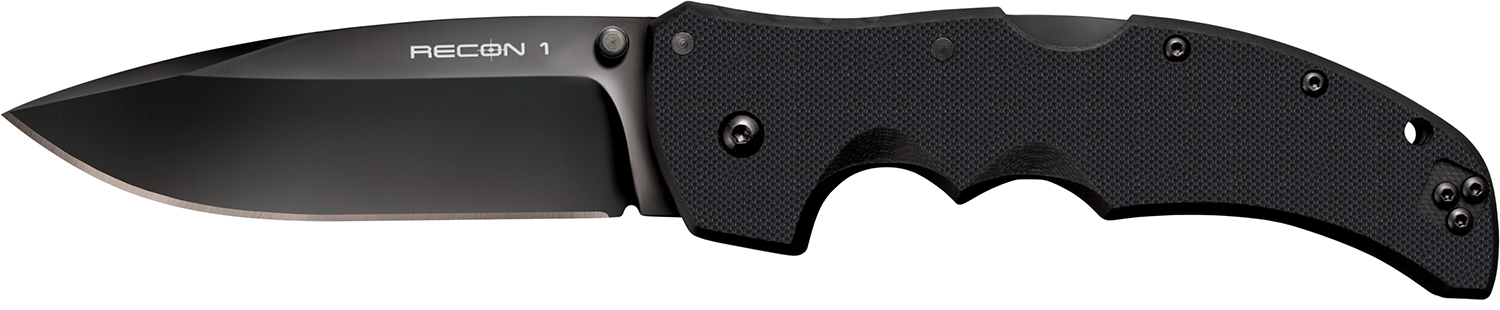 Cold Steel CS27BS Recon 1 4" Folding Spear Point Plain DLC Coated American S35VN Blade/Black G10 Handle Includes Pocket Clip