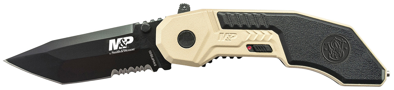 SW Knives SWMP3BSDCP M&P M.A.G.I.C. 2.80 in Serrated Tanto Folding Knife, Black Oxide/Aluminum