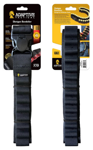 Adaptive Tactical Shotgun Bandolier 45-Size Shell Bandolier Black Nylon Adjustable
