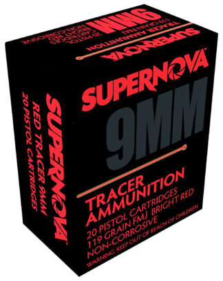 EAA Supernova 9mm Luger 119gr FMJ Red Tracer, 20rd Box