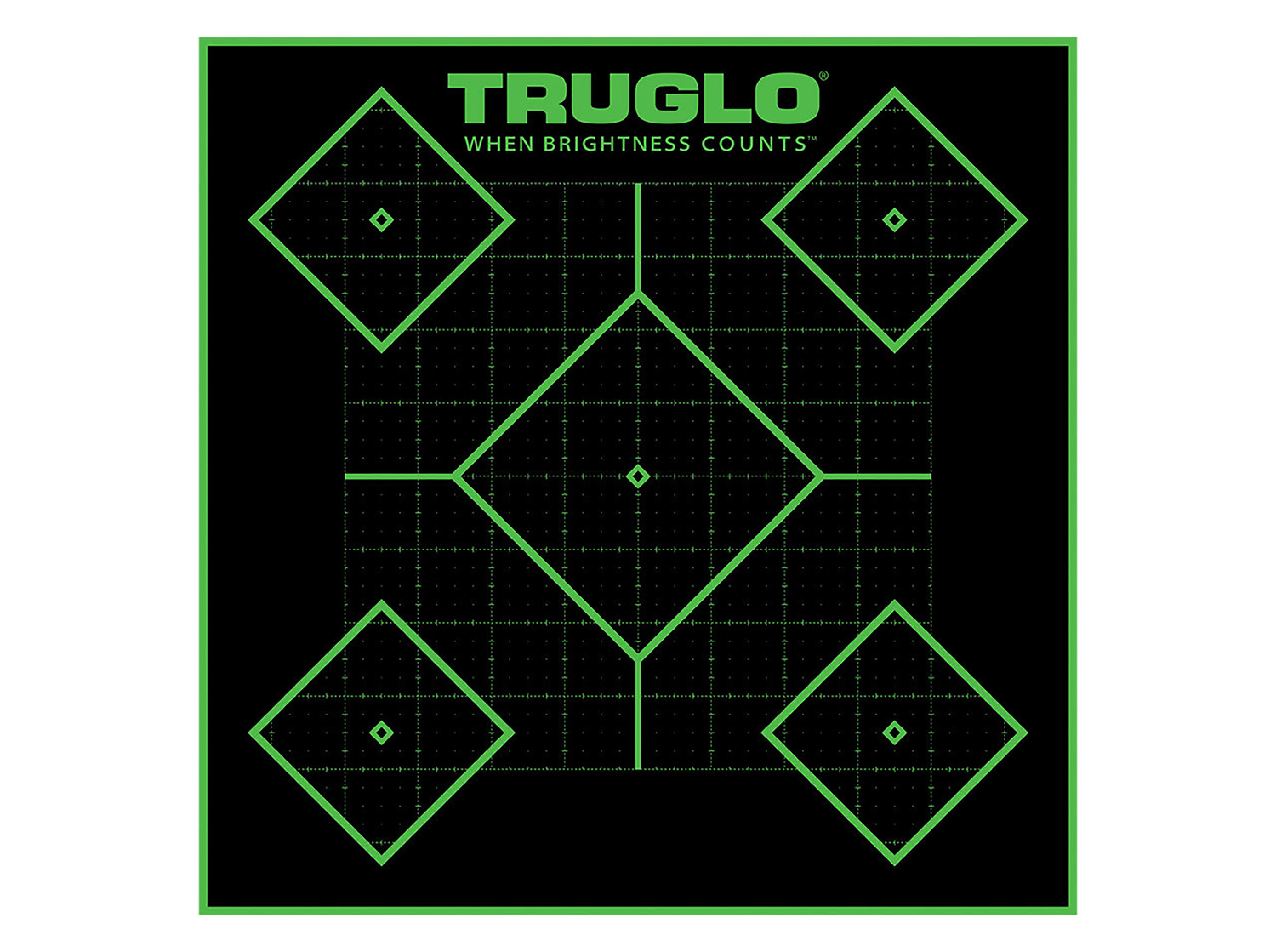 TruGlo Tru-See 5 Diamond Target TG14A25BB 12x12 25-Pack Self-Adhesive Heavy Paper Black/Green