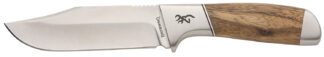 Browning Sage Creek Fixed Knife 4.50 in Clip Point Plain Satin Blade, 9Cr14MoV SS, Canvas Sheath