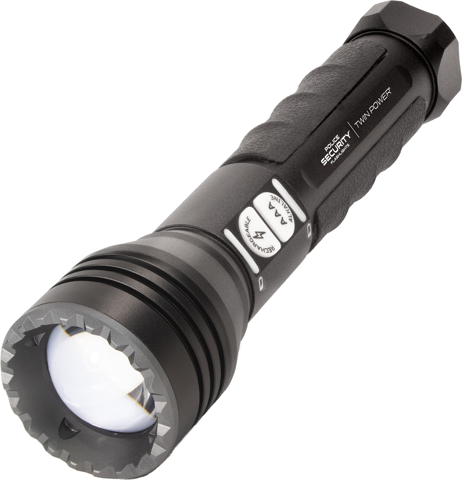 LB Marketing 97741 Twin Power Long Throw Flashlight, 220/450 Lumens, Black, White LED