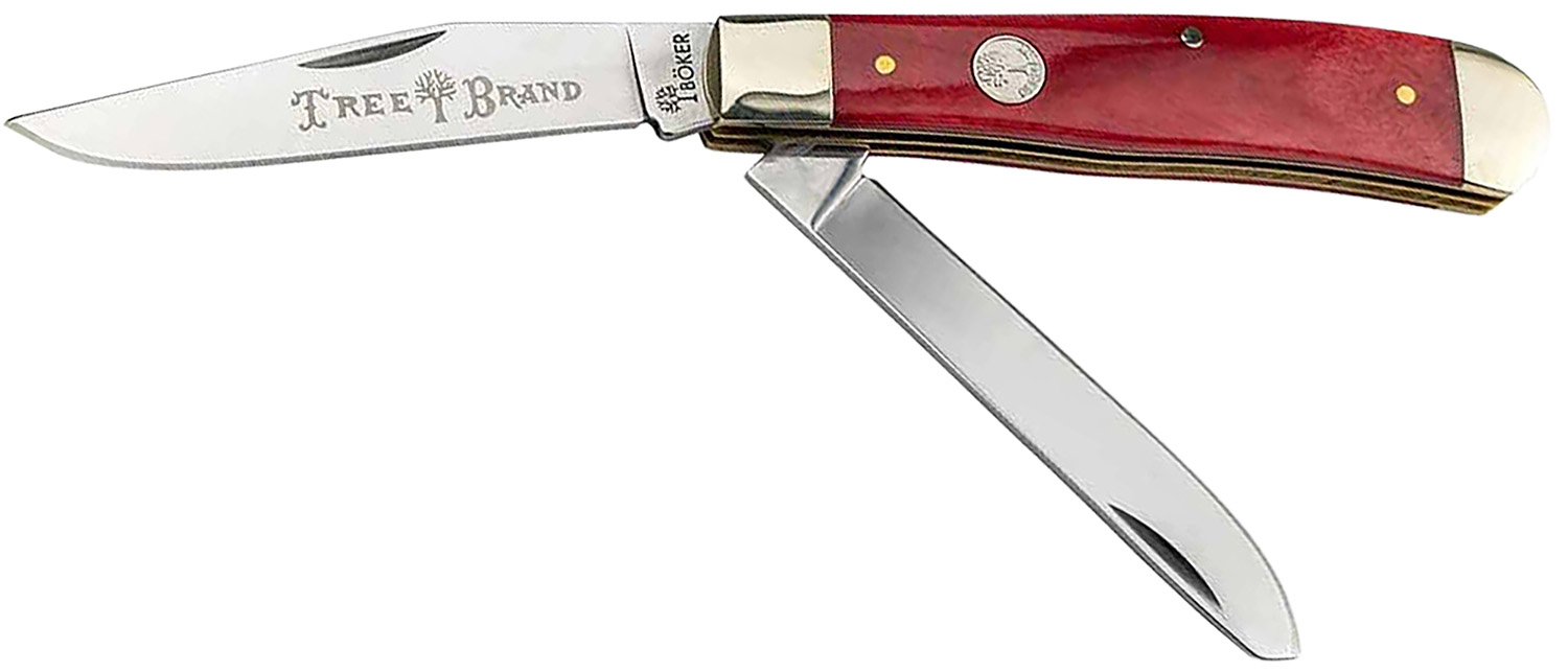 Boker Trapper 2.0 Pocket Knife, D2 Steel Blade, Smooth Red Bone Handle