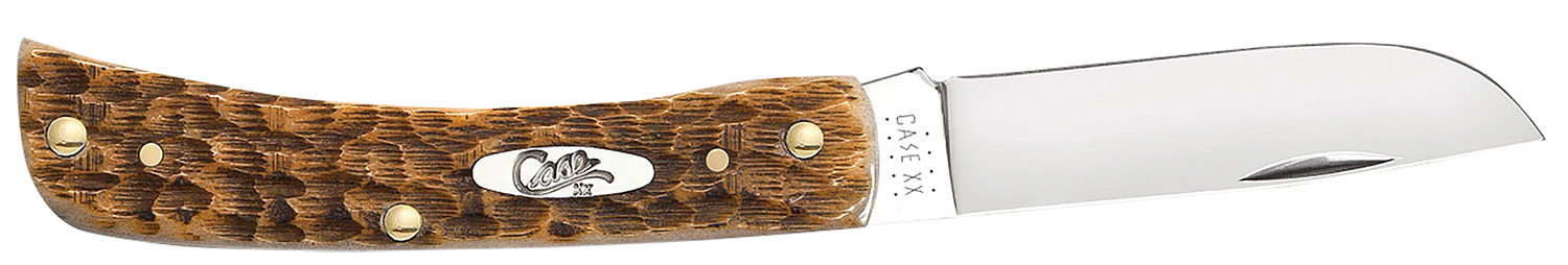 CASE Sod Buster Jr. 00245 Plain Blade, Peach Seed Jigged Amber Bone Handle