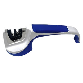 AccuSharp 036C Pull-Through Knife Sharpener, Diamond-Honed Tungsten Carbide Blades, Blue/White