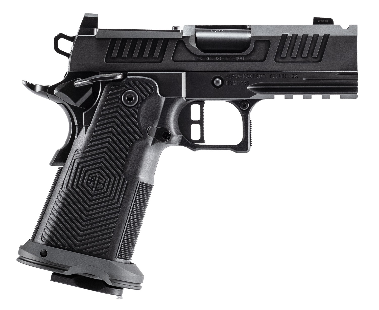 ALPHA FOXTROT AF1911 Romulus 9mm Semi-Auto 3.5 in Ported, Optic Ready, Black DLC, 20+1