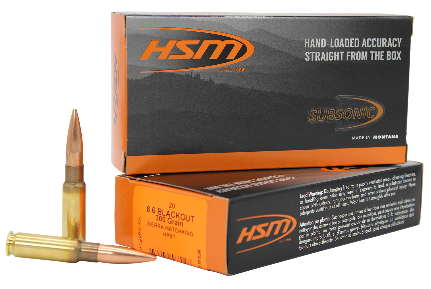 HSM 86BLK1N 8.6 Blackout 300 gr Hollow Point Boat-Tail, 20 Rounds