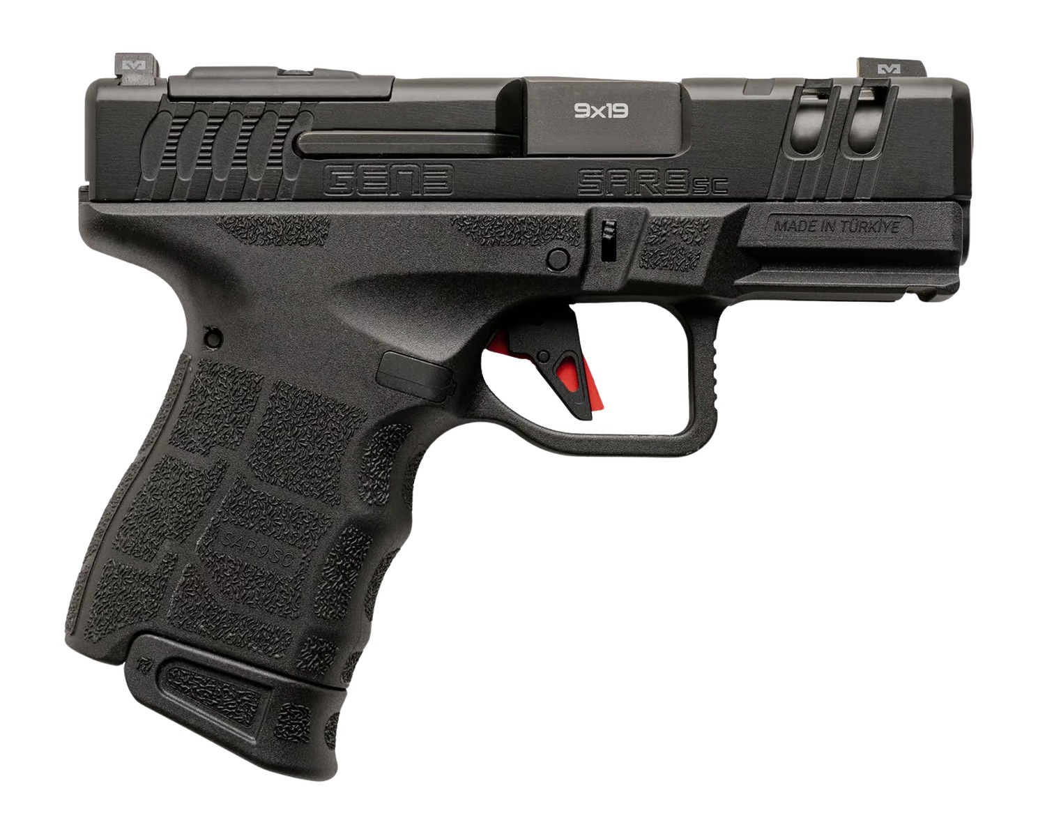 SAR Arms SAR9SCG3BL10 Gen3 Sub-Compact 9mm, 3.3 in Barrel, 10+1, Black