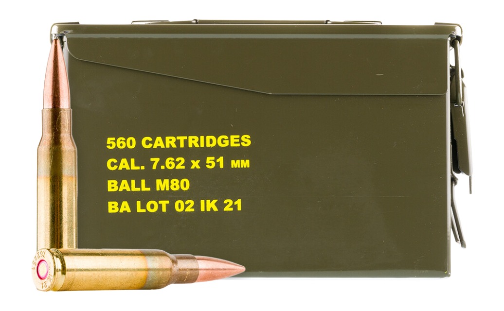 Global Ordnance IGMAN 7.62 NATO M80 147 Grain Brass Rifle Ammunition, 560 Rounds