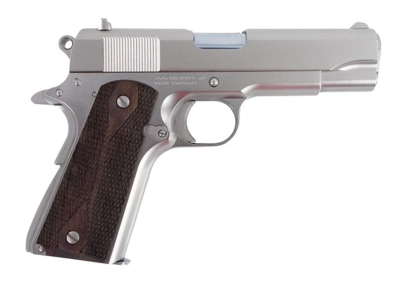 TISAS 1911A1 Tank Commander 1911 .45 ACP, 4.25 in, 7+1, Nickel Serrated Slide, Iron Sights