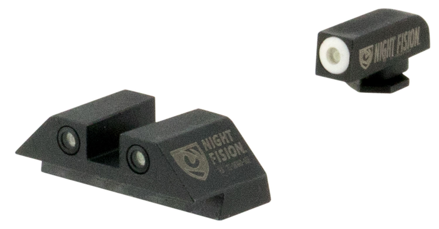 Night Fision GLK001003WGW Tritium Night Sights For Glock Green Tritium White Outline Front Sight- Green Tritium White Outline Rear Sight Glock 17/17L/19/22