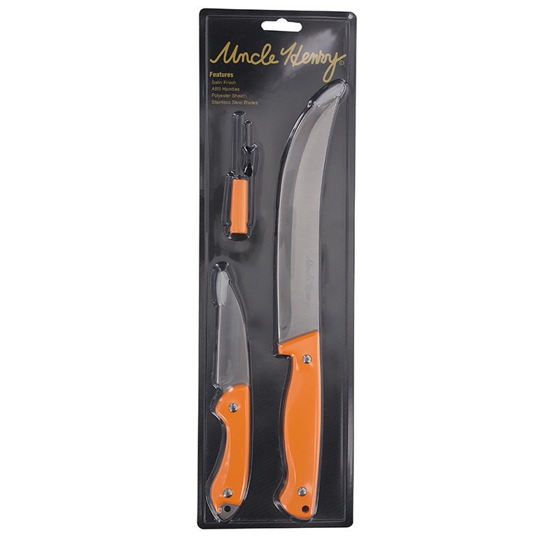 Uncle Henry 2-Piece Fillet and Skinner Knife Set 7 in and 3 in Fixed Blades ABS Handle