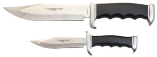 Humvee Accessories Bowie Knife Set, Stainless Steel, Black Pakawood, Nylon Sheath