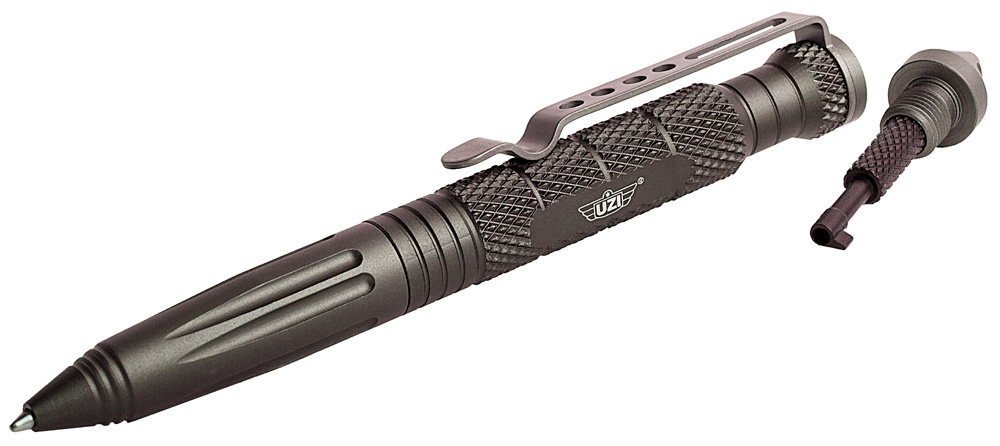 Uzi Accessories Tactical Pen UZITACPEN6GM 6 in Gun Metal Aluminum Glass Breaker/Cuff Key