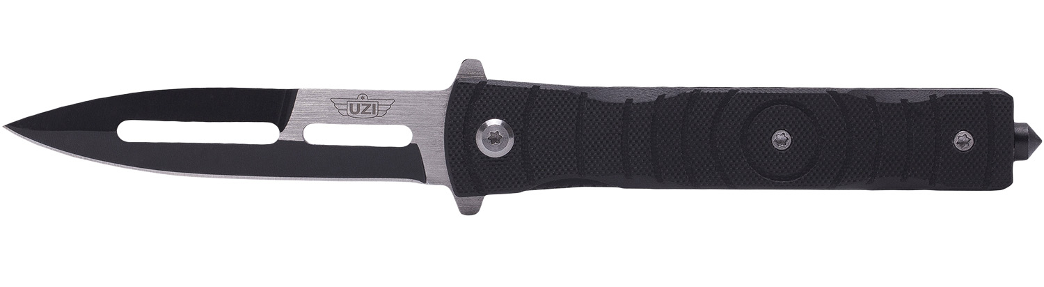 Uzi Accessories Mossad III 3.50 in Folding Spear Point Survival Knife Black G10
