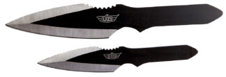 Uzi Accessories Throwing Knives 2-Piece Set Stainless Steel Blade Black/Silver Spear Point