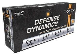 Fiocchi 9APDHP Defense Dynamics  9mmLuger 147gr Jacketed Hollow Point 50 Per Box/20 Case