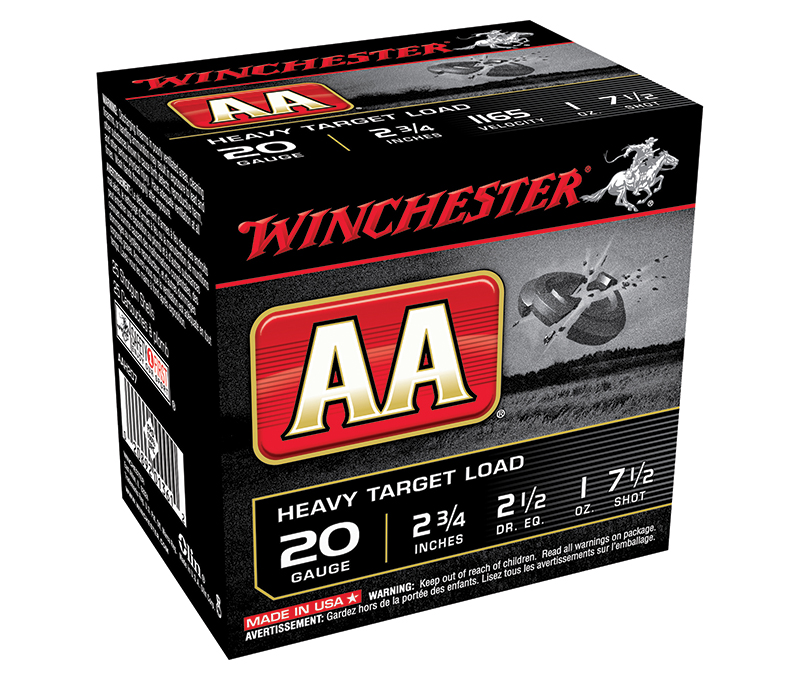 Winchester AA Heavy Target Load 20 Gauge 2.75 in 1 oz #7.5 Shot 25 Rounds