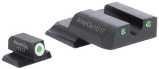 Ameriglo SW145 Classic 3-Dot Tritium Sights for M&P Shield, Green/White Outline