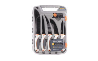 Outdoor Edge ErgoMax 6-Piece Game Processing Knife Set with 5Cr13MoV Black Titanium Blades