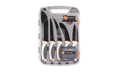 Outdoor Edge ErgoMax 6-Piece Game Processing Knife Set with 5Cr13MoV Black Titanium Blades