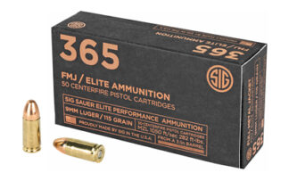 SIG Sauer Elite Performance 9mm 115 Grain Full Metal Jacket, 50-Round Box