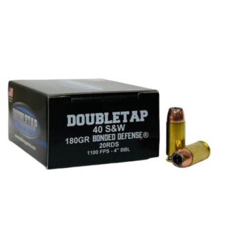 Double Tap Ammunition .40 S&W 180gr Bonded Defense JHP 1100 fps, 20-Round Box
