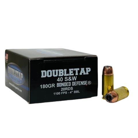 Double Tap Ammunition .40 S&W 180gr Bonded Defense JHP 1100 fps, 20-Round Box