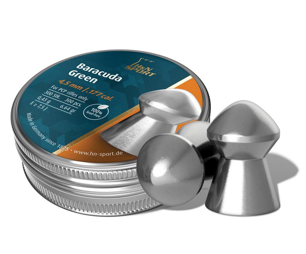 Hatsan H&N Baracuda Green .177 Cal Lead-Free Airgun Pellets (6.64 gr)