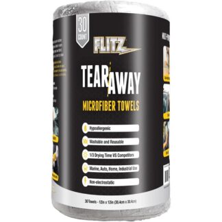 Flitz Tear-Away Microfiber Cloth Rolls 12 in x 12 in, 30 Count