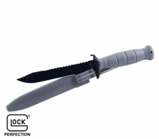 Glock Field Knife 6-1/2 in Clip Point Blade with Saw, Carbon Steel, Gray Sheath