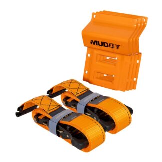 GSM Muddy UTV Wheel Chock Tie-Down Kit, 2-Pack, Tires Up to 35 in (Color: Orange/Yellow)