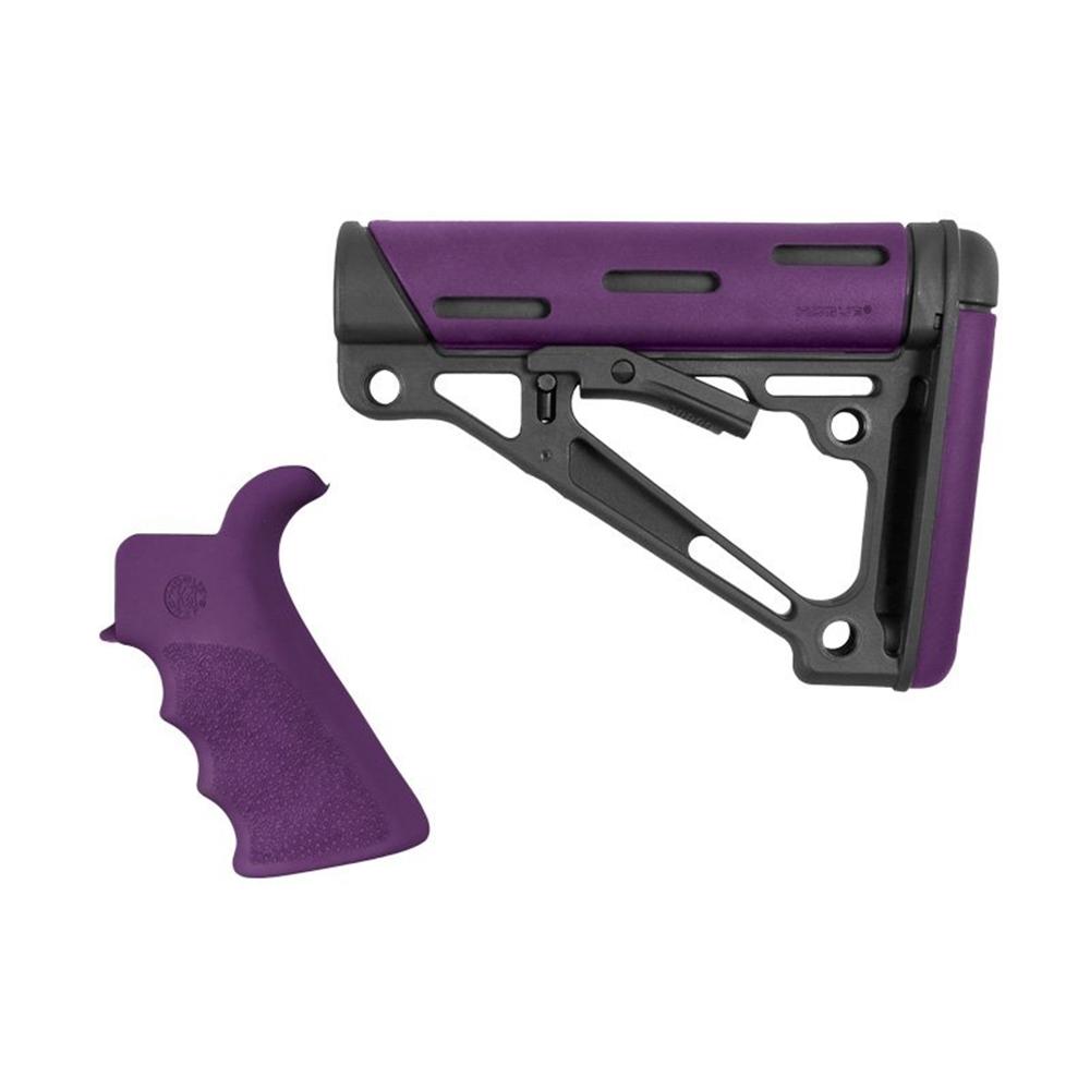 Hogue AR-15/M16 Kit Overmolded Beavertail Grip and Collapsible Buttstock, Purple