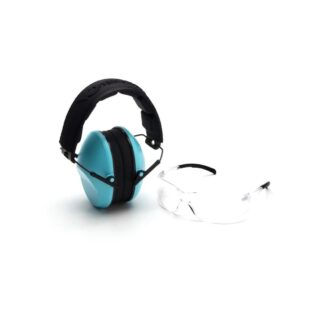 Pyramex VGCOMBO410 Low-Profile Combo Kit Clear Shooting Glasses and 24dB Passive Earmuff