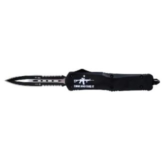 Templar Knife Large Come And Take It AR OTF Knife 3-1/2" Serrated Dagger Black