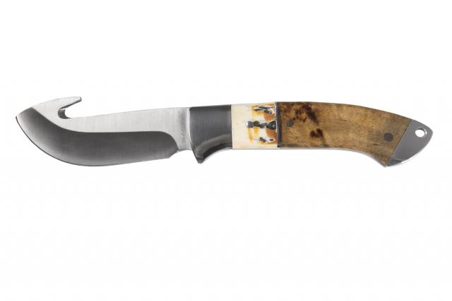 Sarge Knives Terrain Fixed Blade Knife 3.5in 440C Satin Gut Hook Wood & Stag