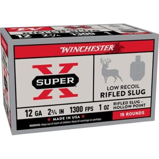 Winchester Super-X 12 Gauge 2-3/4 in 1 oz Low Recoil Rifled Slug, 15 Rounds