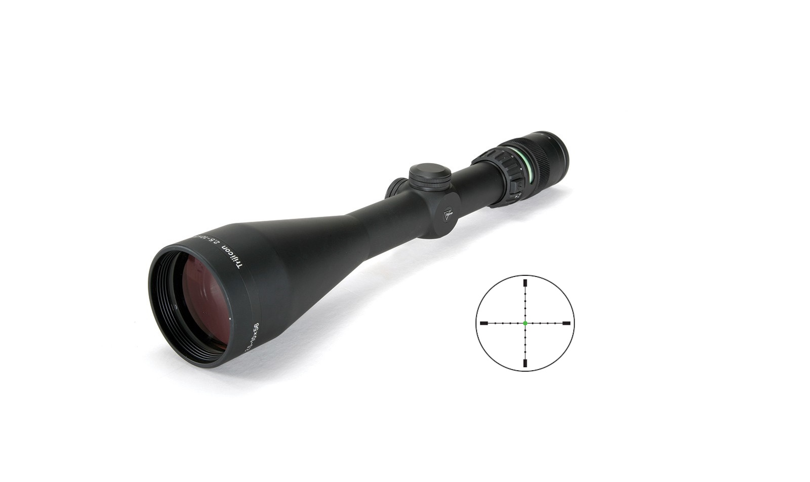 Trijicon AccuPoint 2.5-10x56 Illuminated Green Mil-Dot SFP Reticle, 30mm Tube, Matte Finish