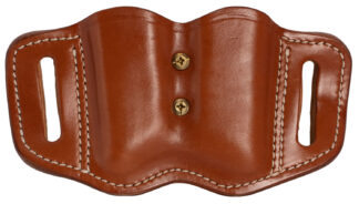 1791 Gunleather MAG-F Double Mag Carrier Classic Brown Leather Belt Slide