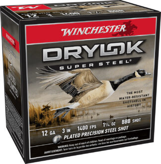 Winchester Drylok Super Steel 12 Gauge 3 in High-Velocity Shotshells, BBB Shot, 25 Rounds Per Box