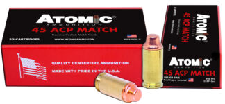 Atomic Ammunition 448 Match Precision Craft 45ACP 185gr Semi Wadcutter 50 Per Box/10 Case