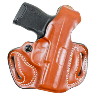 DeSantis Mini Slide Thumb Break Holster OWB Tan Leather Belt Loop for Sig P365 (Right Hand)