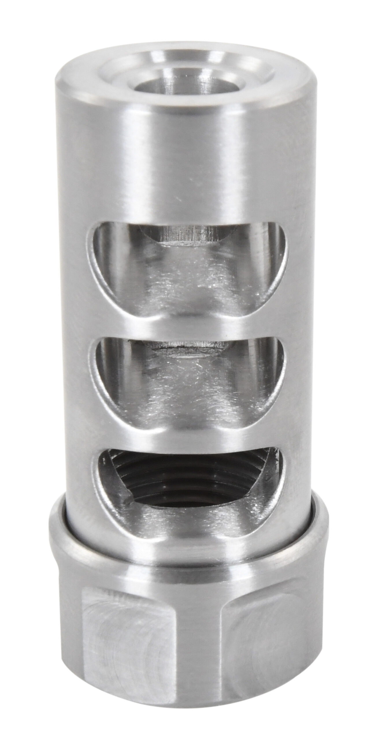 American Precision Arms G2M1230S Gen 2 Micro Bastard Self Timing Brake Stainless Steel with 1/2"-28 tpi Threads, 1.86" OAL & .750" Diameter for 30 Cal AR-Platform & Hunting Rifles