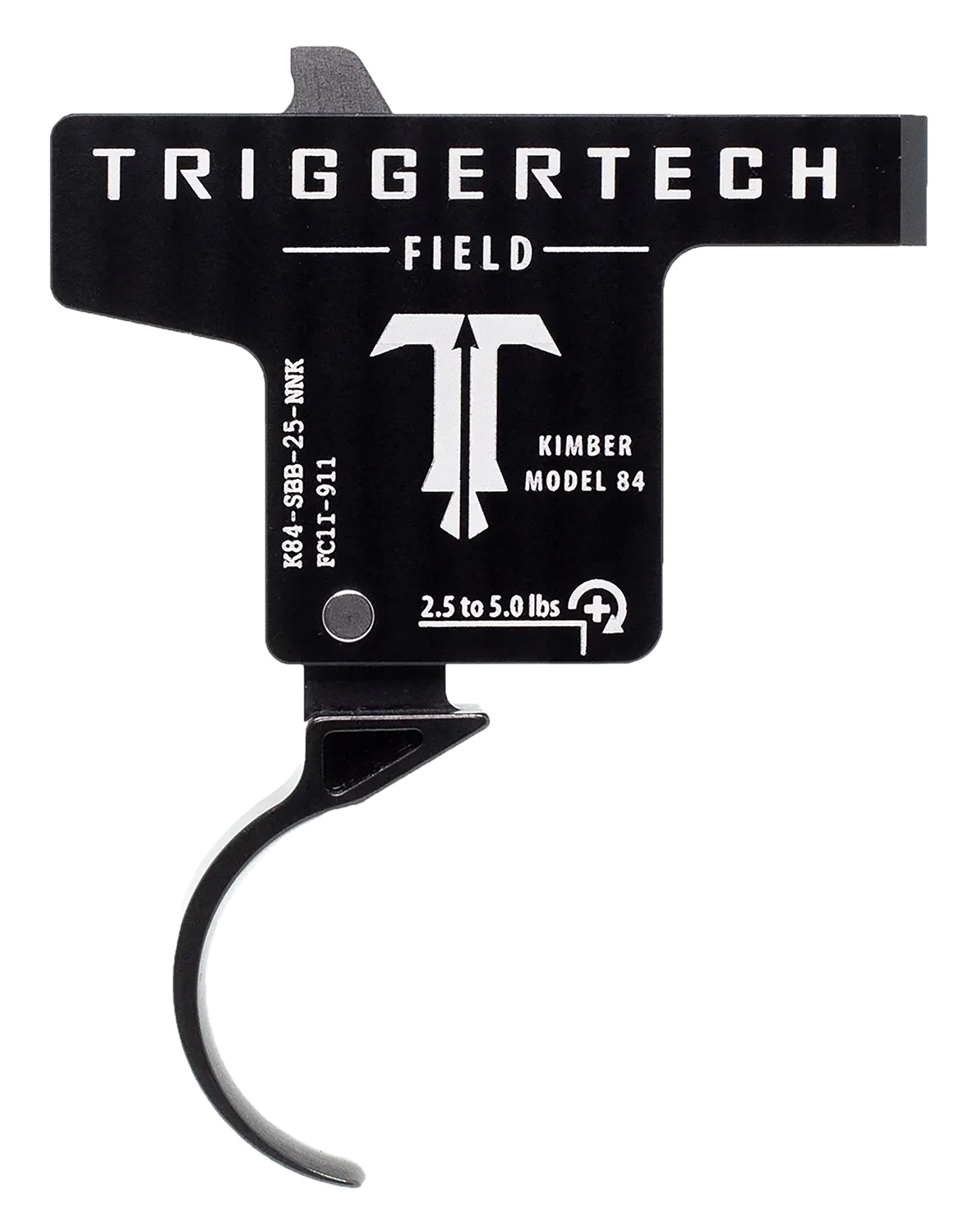 TriggerTech K84 Field Curved Single-Stage Trigger for Kimber M84, 2.50-5 lb, Black PVD