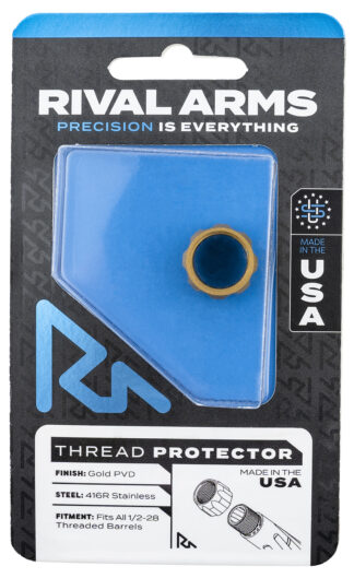 RIVAL ARMS Thread Protector, 9mm Luger, Gold PVD, 416R Stainless Steel, 1/2x28
