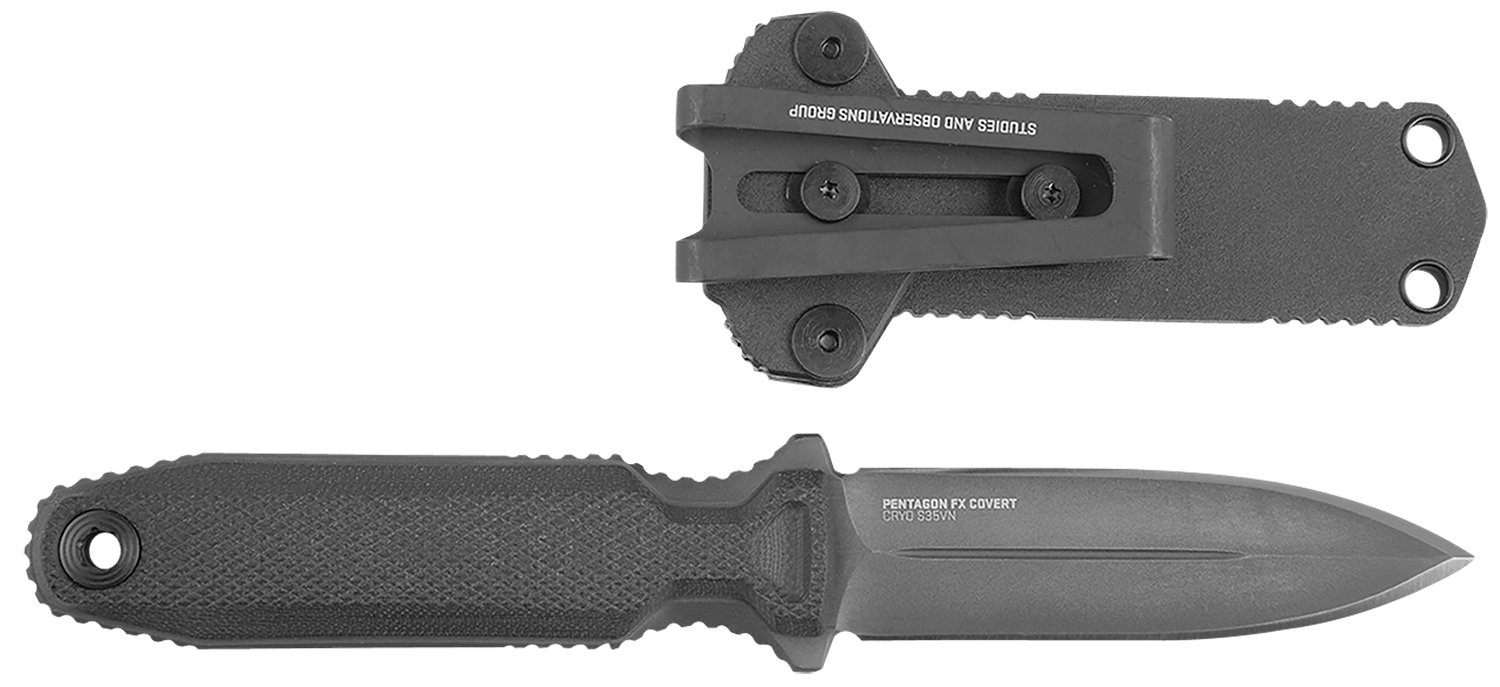 SOG Pentagon FX Covert 3.41 in Cryo CPM S35VN Fixed Spear Point Blade/Blackout Handle