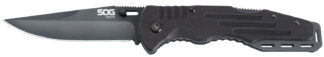 SOG Salute Folding Clip Point Knife, 3.62 in 8Cr13MoV Blade, Black G10 Handle